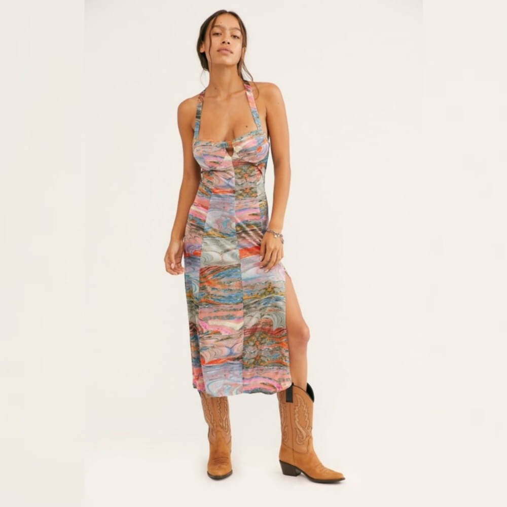 NEW Free People Jade Multicolored midi dress  sz S